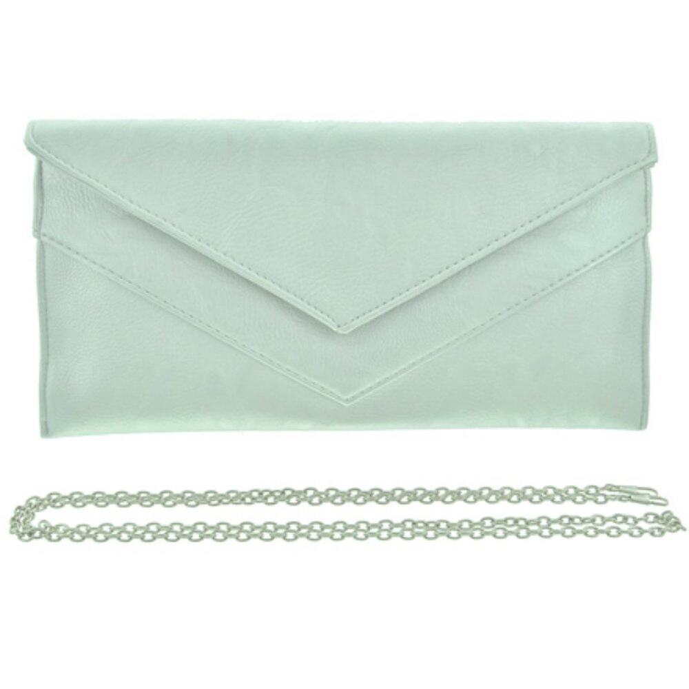 Light Green Leatherette Envelope Evening Bag